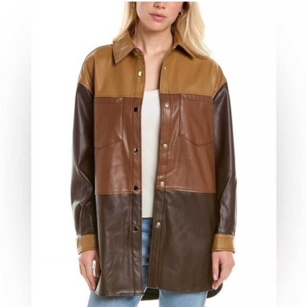 Badgley Mischka Colour Block Faux Leather Jacket